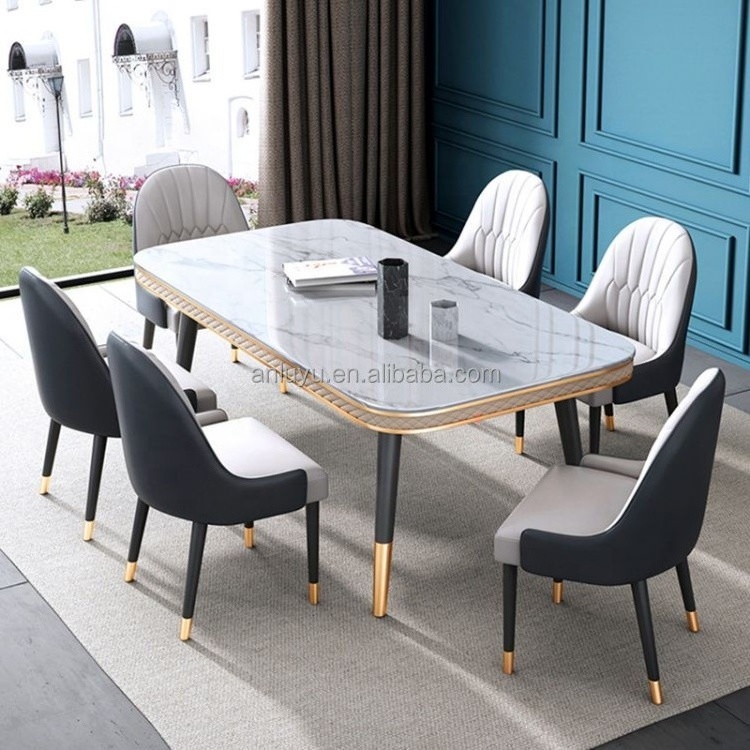 Modern Design Black  Dining Room Furniture Set for 8 Table and Chair 6-Piece Dining Table and Chair Set with Pictures