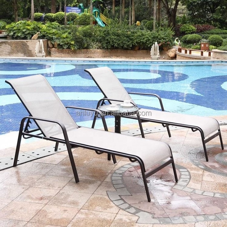 Modern Outdoor Pool Lounger Furniture Comfortable Mesh Sun Loungers for Courtyard Park Villa & Exterior for Sunbathing