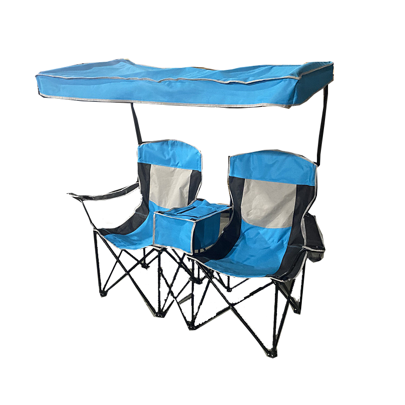 Outdoor Cheap Foldable Lawn Fishing 2-person Folding Double Beach Chair Camping Chairs With Canopy