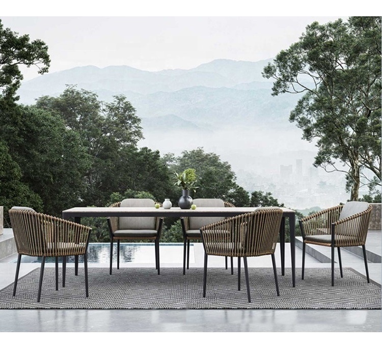 Aluminum Outdoor Chair Furniture Restaurant Tables and Chairs for Garden Use Metal Frame Chair with PE Rattan