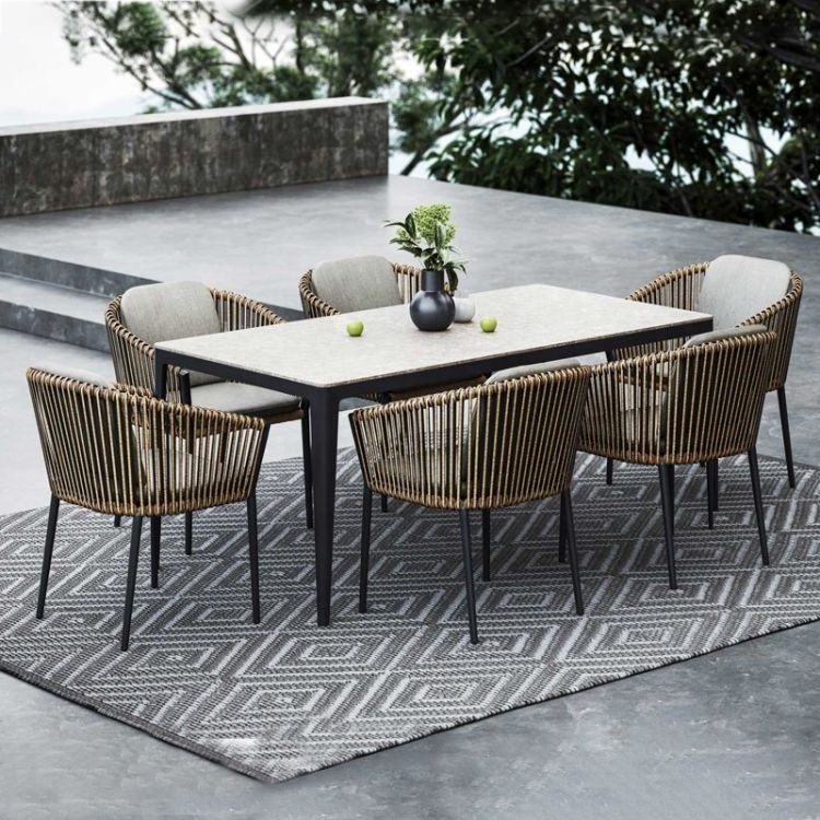 Aluminum Outdoor Chair Furniture Restaurant Tables and Chairs for Garden Use Metal Frame Chair with PE Rattan