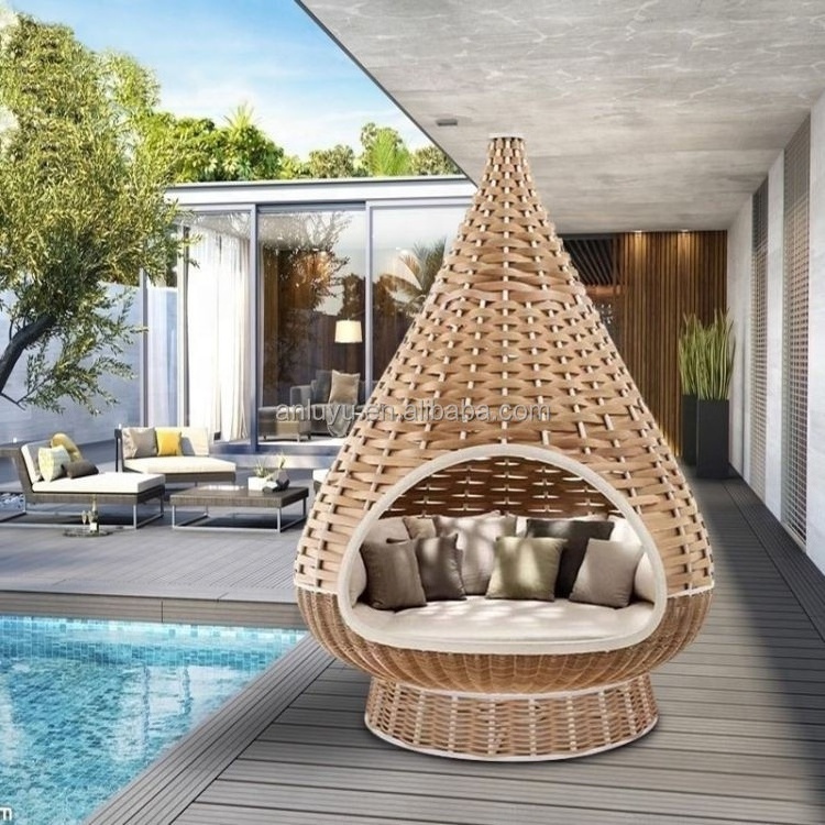 Luxury Modern Rattan/Wicker Patio Hanging Chaise Lounger for Outdoor Use in Villas Parks Courtyards Exteriors