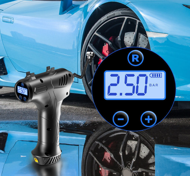 Cordless Tyre Inflator 12V 120W USB Rechargeable Air Compressor Car Tyre Pump