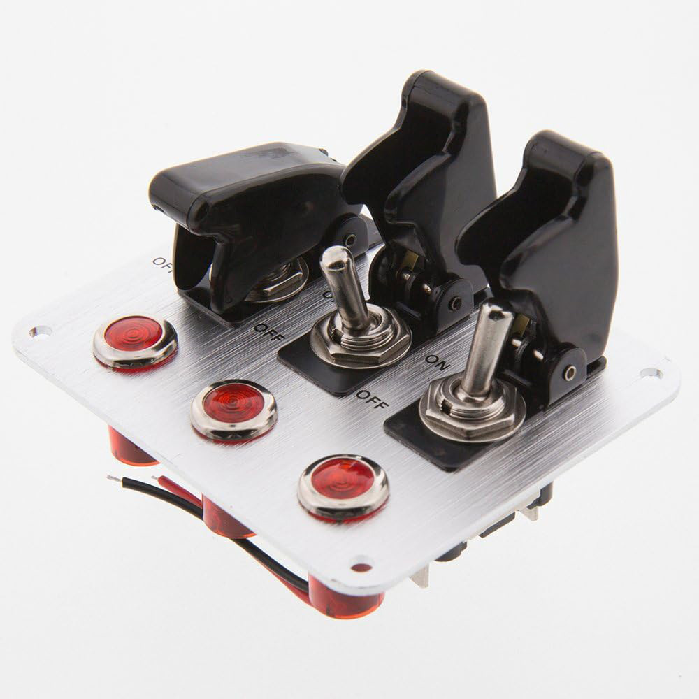 Automotive Toggle Switch Panel with Red Indicator Lights & Relay