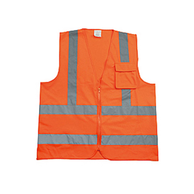 High visibility knitted fabric reflective orange safety vest ansi