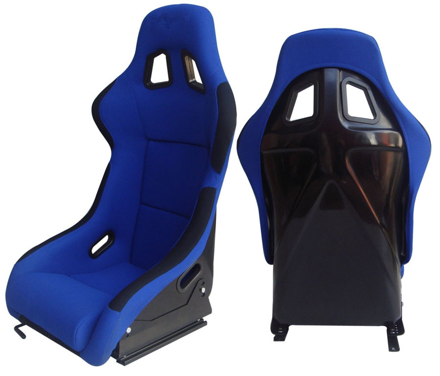 Customized Recaro Blue Suede Racing Bucket Seats With Single Rails