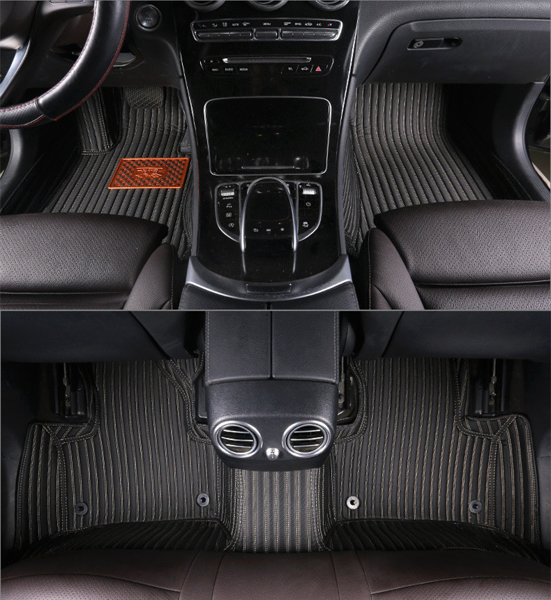 High quality luxury hand stitched 5D car foot mat custom car interior mat