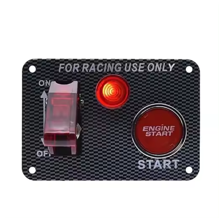 Racing Car Ignition Switch Panel W/Engine Start Push Button LED Toggle 12V