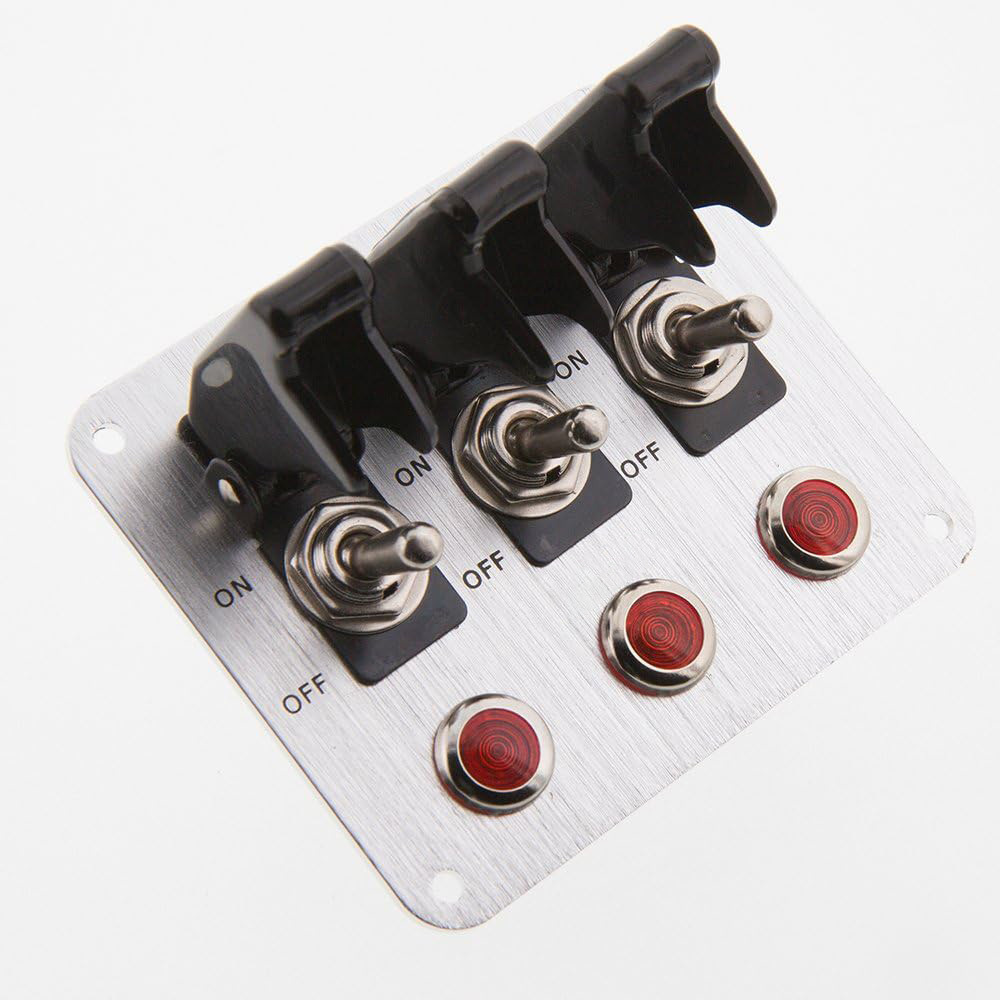 Automotive Toggle Switch Panel with Red Indicator Lights & Relay