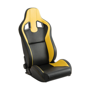 Right Driver Side Universal Car Seat PVC Leather Adjustable Sport Tan Racing Seat Chair Yellow