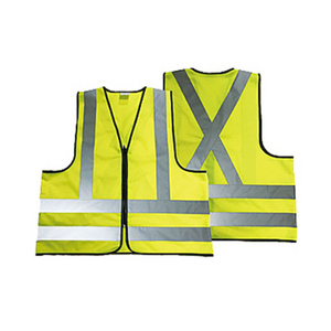 High visibility knitted fabric reflective orange safety vest with pockets