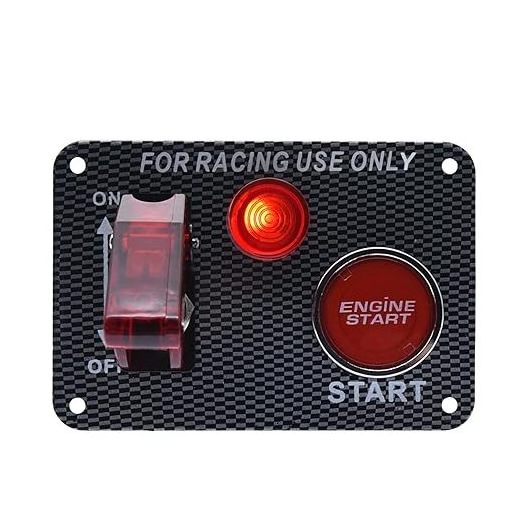 12V Racing Ignition Switch Panel Car Engine Start Push Button LED Toggle Panel 2 in 1 for Racing Sport Competitive Car Red