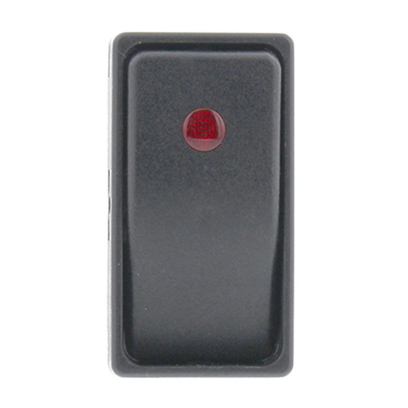 SPST ON-OFF Panel Mount Black Rocker Switch with Red Illuminated Dot