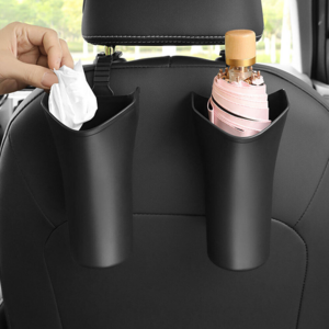 Black Car Umbrella Holder, Car Trash Can Car Seat Organizer with Car Hooks for Headrest,ABS Waterproof Umbrella Stand Rack