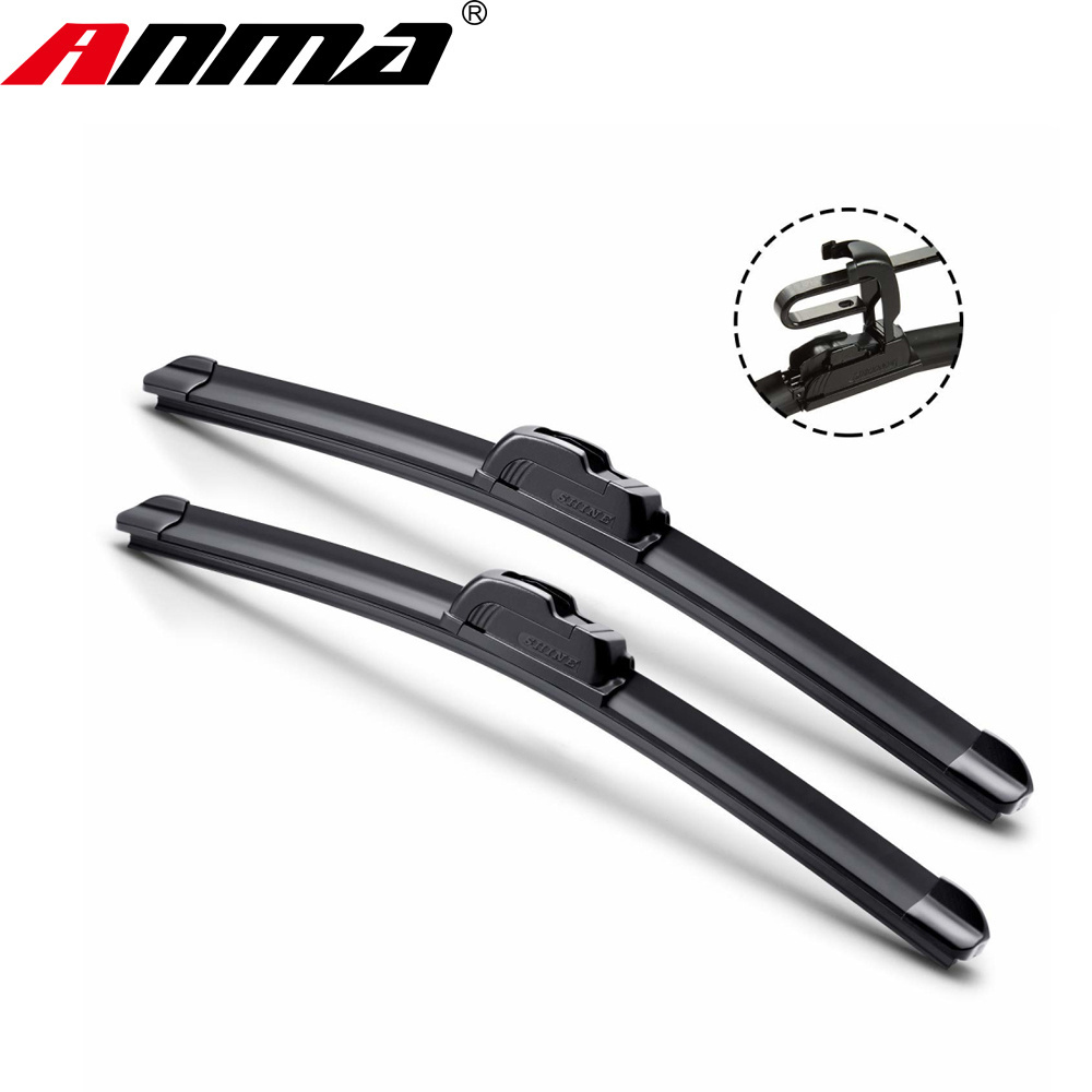 Wiper Blades Universal U/J Type Soft Frameless Bracketless Auto Car Windshield Wiper Black