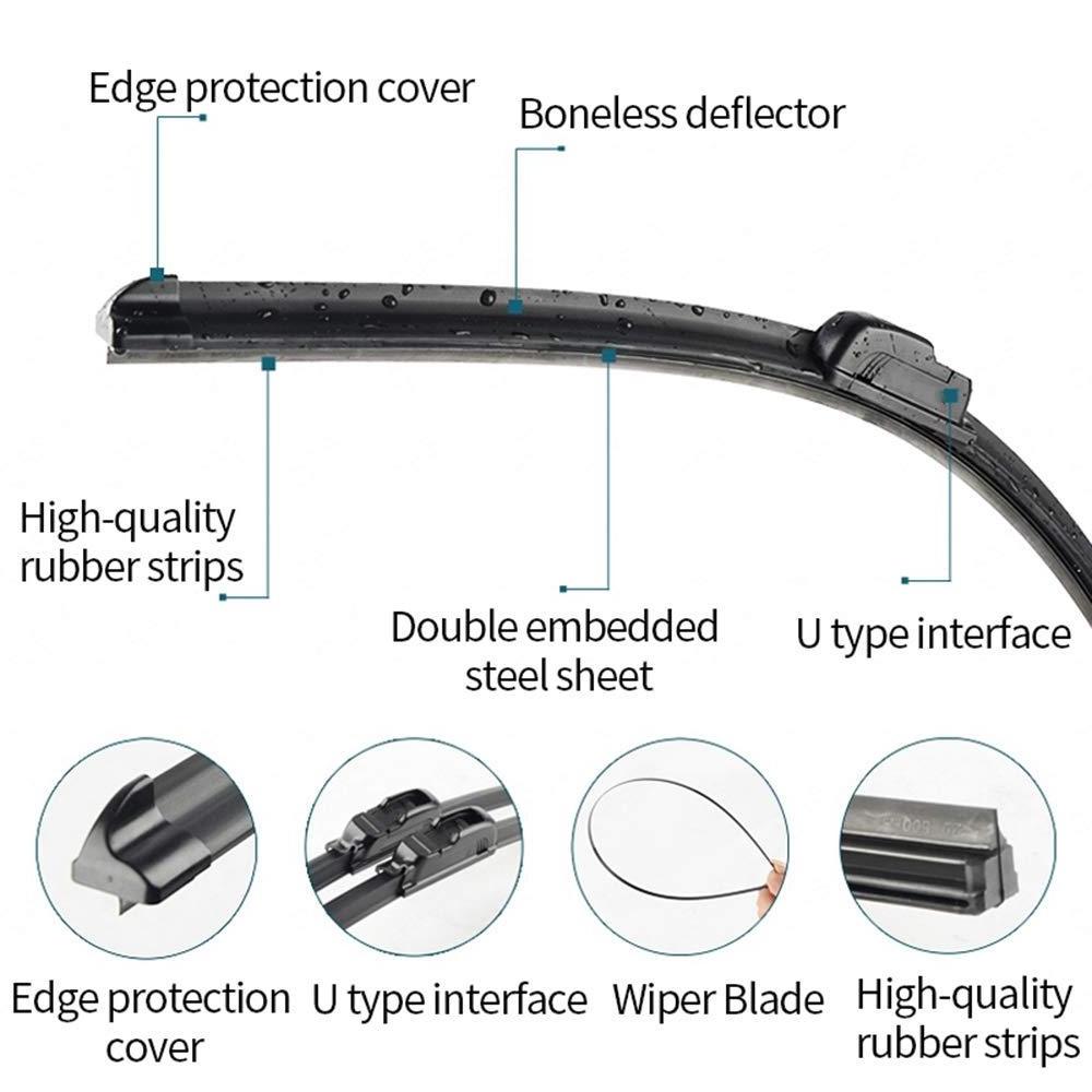 Wiper Blades Universal U/J Type Soft Frameless Bracketless Auto Car Windshield Wiper Black