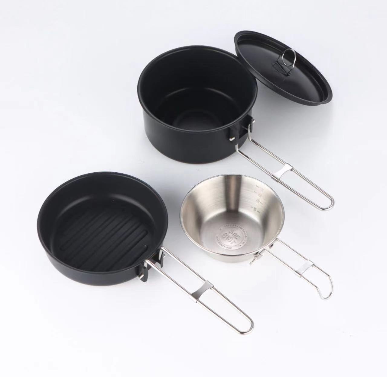 Hot Sale 2-3 Person Camping Cookset Outdoor Picnic Mess Set Camping Cookware