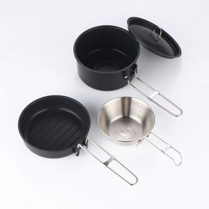 Hot Sale 2-3 Person Camping Cookset Outdoor Picnic Mess Set Camping Cookware