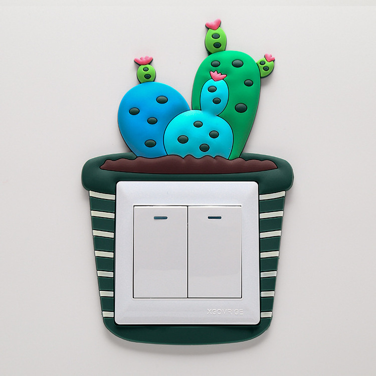 Amerpromo cartoon glowing cactus Wall Sticker Luminous Decoration  swing Light Switch Wall Stickers for Kids Girls Boys Baby