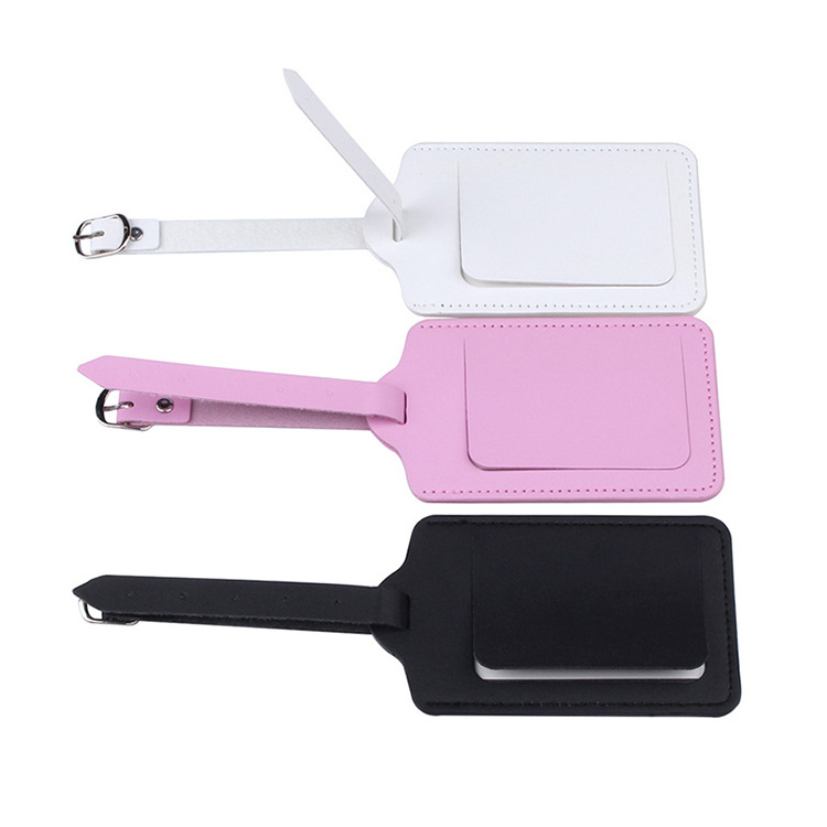 Amerpromo Mr&Mrs Leather Luggage tag Personalized Romantic white black pink PU leather Golden Stamped luggage tag for wedding