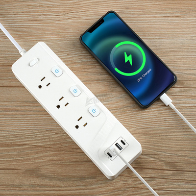 Most Popular Multi-protection Power Strip High Quality Desk Power Socket 10A 125V 1250W 2M Wire Double Switch  Power Strip