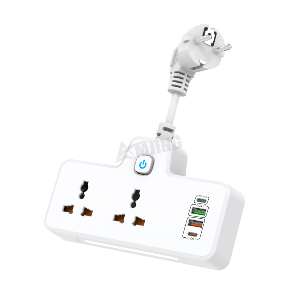 Universal Power Strip EU Plug LED Light Power Socket With 2 Outlet 4 USB Ports Surge Protector Desktop Charger For Home Office