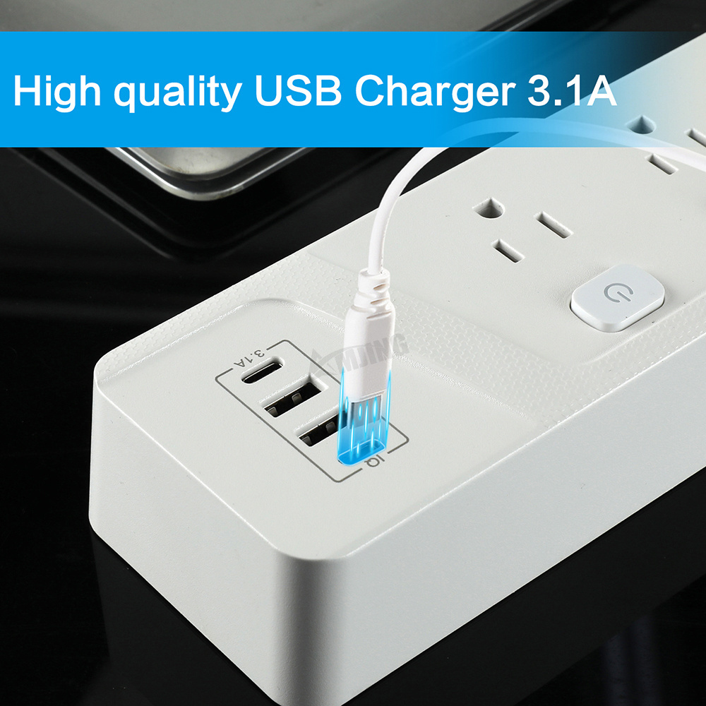 Most Popular Multi-protection Power Strip High Quality Desk Power Socket 10A 125V 1250W 2M Wire Double Switch  Power Strip