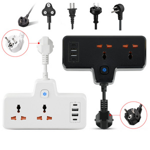 Universal Power Strip EU Plug LED Light Power Socket With 2 Outlet 4 USB Ports Surge Protector Desktop Charger For Home Office