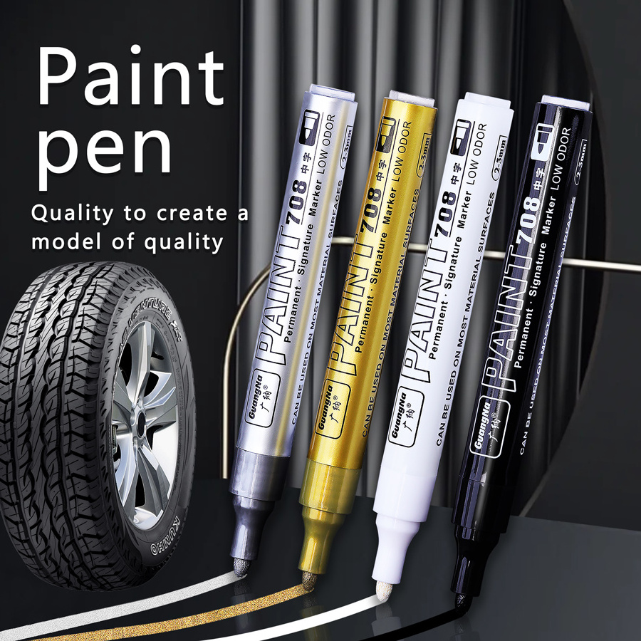 Large Capacity Quick-Drying Oil Based Non-Toxic Safe Metallic Gold Permanent Marker Tyre Tire Paint Marker Pen