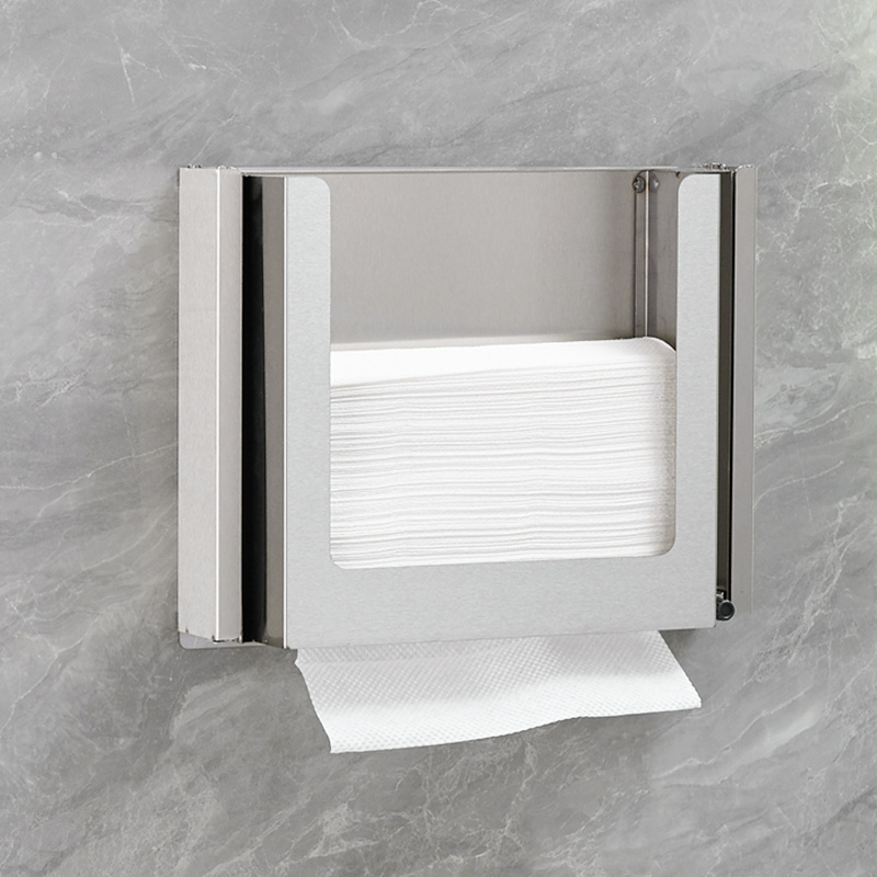 Stainless steel commercial bathroom mirror box behind the mirror, hidden hand towel box, hidden tissue box