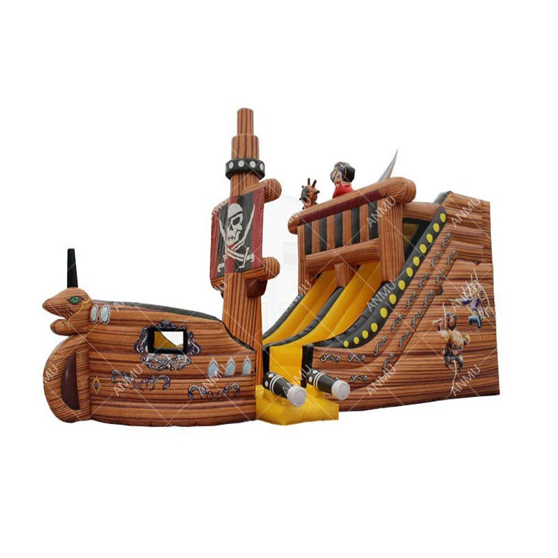 Commercial PVC Kids Adult Playground Giant Inflatable Pirate Ship Bounce House Jumping Bouncy Castle With Slide