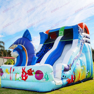 Hot Sale Ocean Inflatable Rock Climb Water Slide Dolphin Inflatable Water Slide with pool