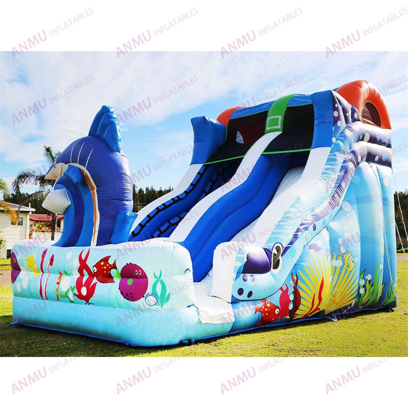 Hot Sale Ocean Inflatable Rock Climb Water Slide Dolphin Inflatable Water Slide with pool