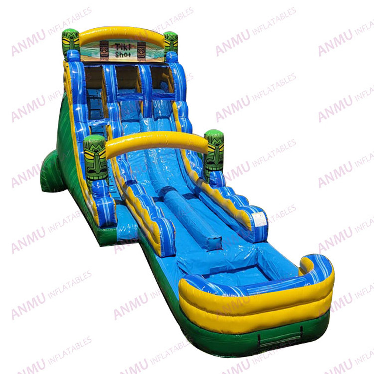 Outdoor 30ft Double Lane Inflatable Slide Giant Inflatable slip and slide Blue Crush Inflatable Water Slide for adult