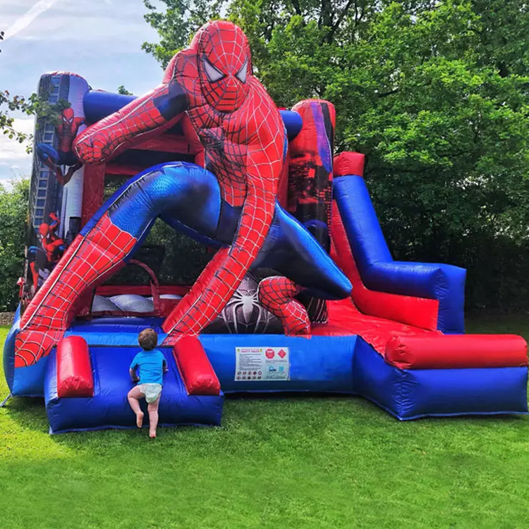 Party rentals equipment kids party inflatables bouncer combo spiderman bounce house with slide