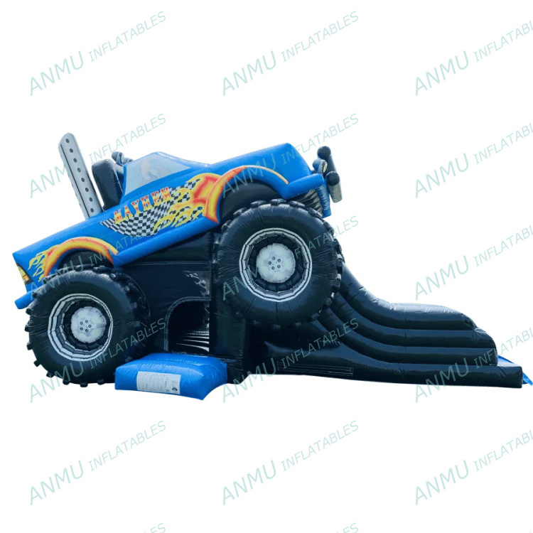 New design bouncy castle inflatable monster truck combo bounce house with slide