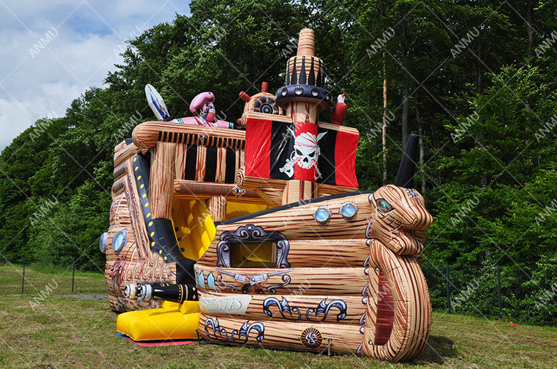 Commercial Inflatable Pirate Ship Combo The Big Bounce House Bouncy Castle Jumping With Slide