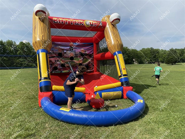 New Playground Toys Commercial Inflatable Baseball Batting Sports Games Inflatable Batter Up Carnival Game