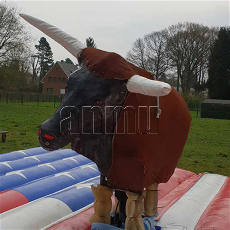 Anmu kid adult commercial sport game inflatable mechanical rodeo bull riding game for sale