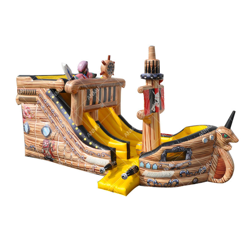 Commercial Inflatable Pirate Ship Combo The Big Bounce House Bouncy Castle Jumping With Slide