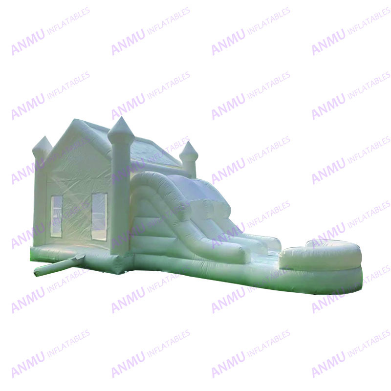 Commercial Inflatable Castle White Kids Bouncy House Water Slide Combo Adult Wedding Jumping Castle Inflatable With Ball Pit