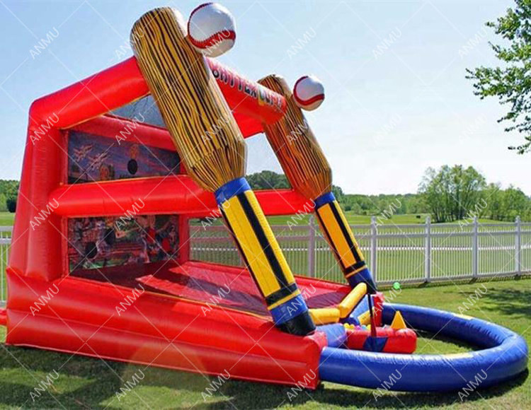 New Playground Toys Commercial Inflatable Baseball Batting Sports Games Inflatable Batter Up Carnival Game