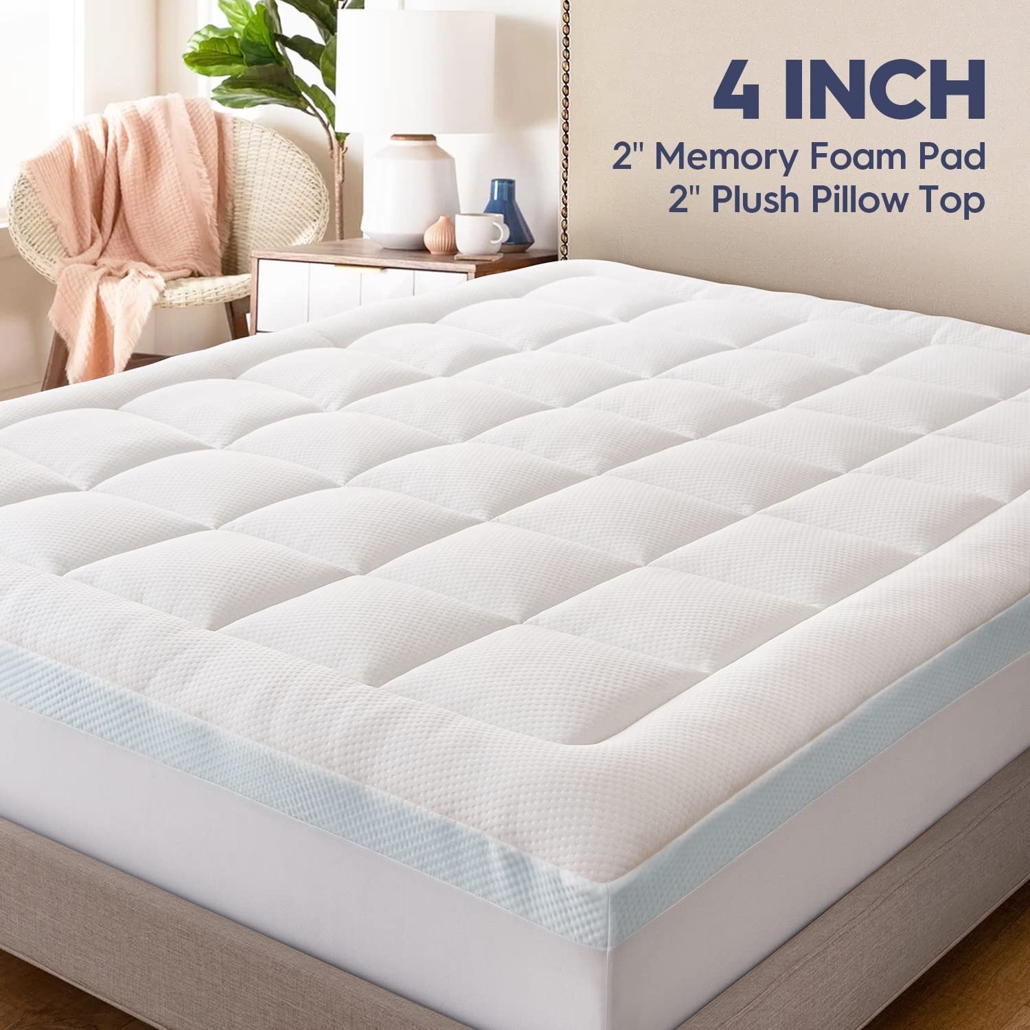 Double layer 4-inch memory foam mattress thin pad 2-inch cooling gel memory foam comfortably supports back pain relief