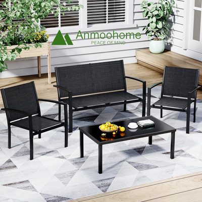 Modern patio porch furniture set black 3-piece chair set Garden chair Terrace pool table Pool end table