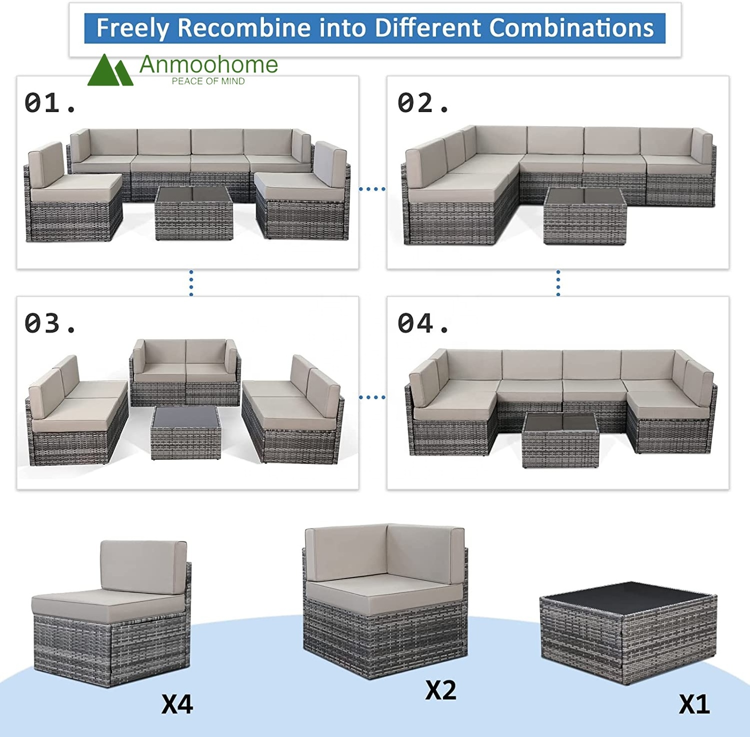 Modern terrace porch furniture 4-piece table and chair Outdoor garden table and chair light luxury living room bedroom study