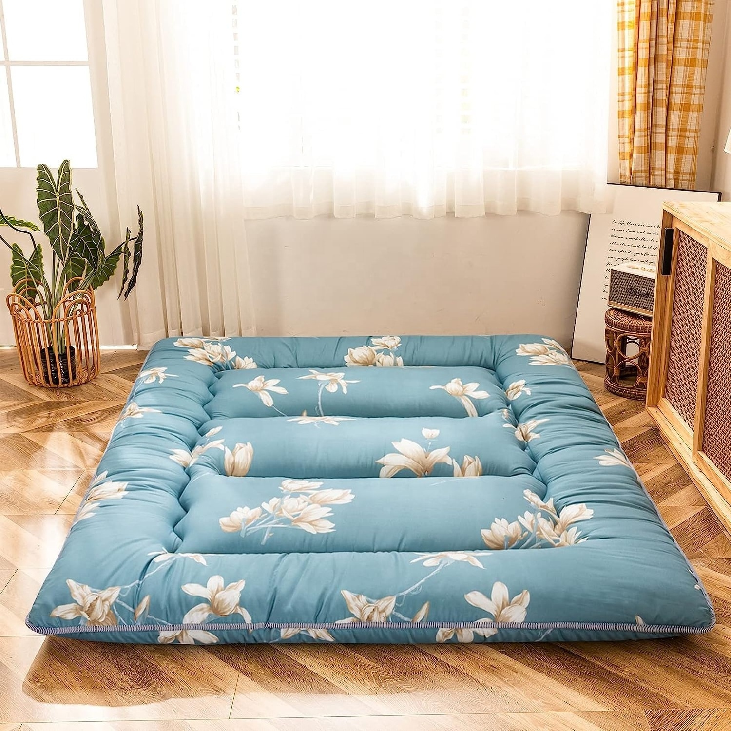 Modern printed country style Japanese floor mattress, futon mattress rollaway bed rollaway floor camping mattress