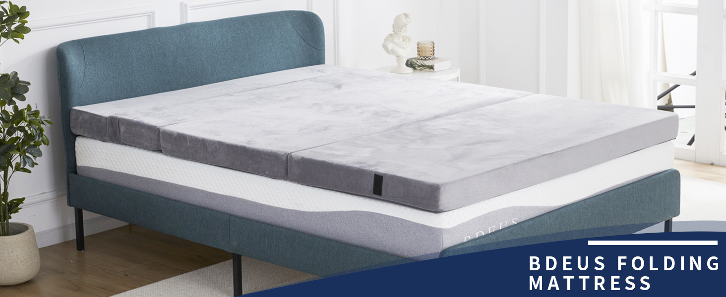 Velvet foldable mattress foldable three-fold cushion sofa Breathable high-density memory foam mattress removable mattress