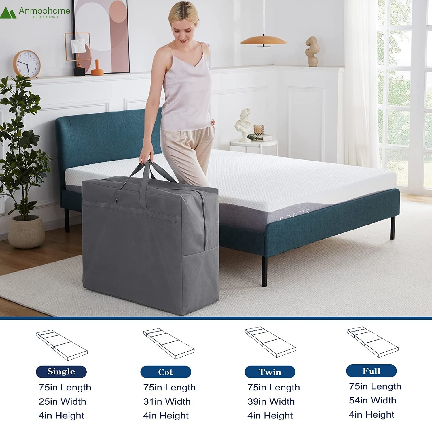 Velvet foldable mattress foldable three-fold cushion sofa Breathable high-density memory foam mattress removable mattress