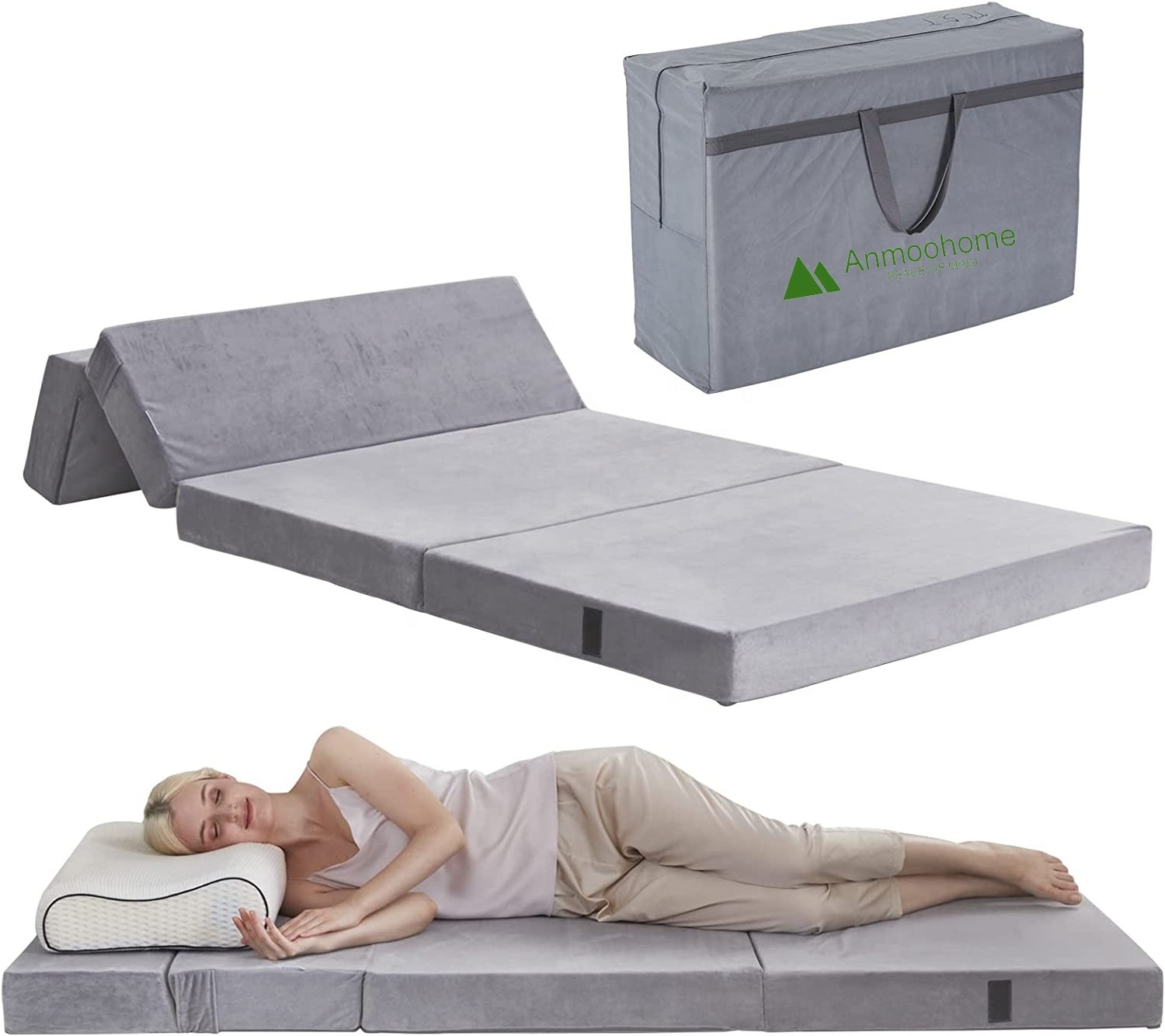 Velvet foldable mattress foldable three-fold cushion sofa Breathable high-density memory foam mattress removable mattress