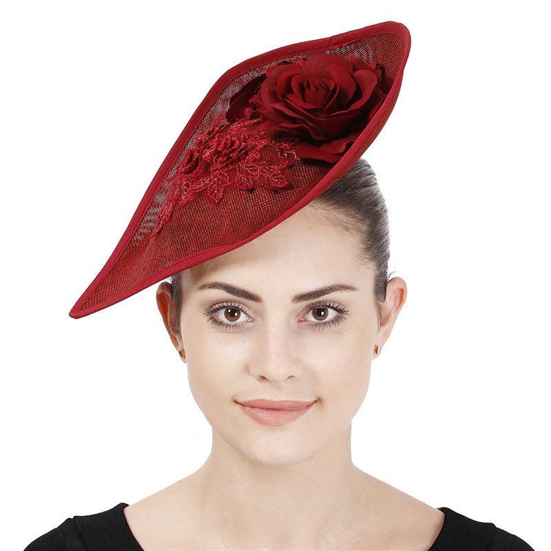 Red Church Hat Elegant Fascinators For Women Tea Party Headband Wedding Hat